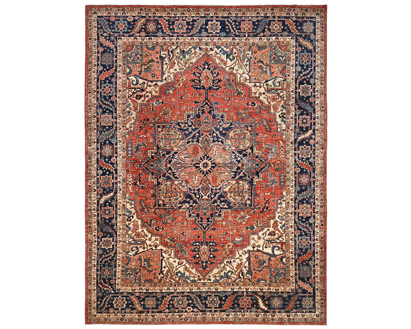 9x12 Rust Blue Aryana Afghan Hand Knotted Veg Dye Wool Area Rug